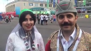 طرفداران ایرانی با لباس محلی قشقایی در روسیه