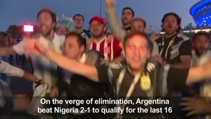 خوشحالی هواداران آرژانتین پس از پیروزی برابر نیجریه