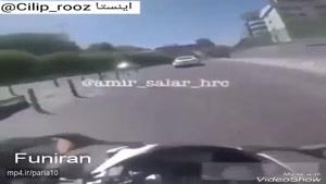 کورس خطرناک آیودی و موتور سنگین در اتوبان مدرس تهران