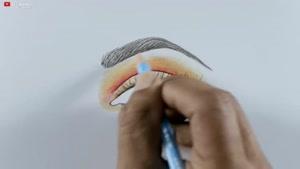 آموزش نقاشی چشم و ابرو با مداد رنگی
