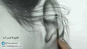 طراحی و نقاشی سیاه قلم موی فر با مداد کنته و ریش و سبیل