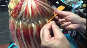 فیلم اتصال اکستنشن مو با رینگ + رنگ کردن اکستنشن مو