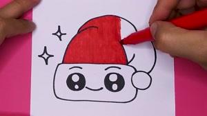 آموزش نقاشی فانتزی و بامزه یه کلاه کریسمس