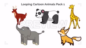 دانلود فوتیج انیمیشن حیوانات Looping Cartoon Animals Pack