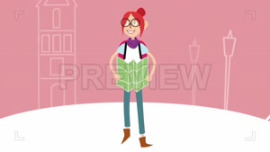 انیمیشن موشن گرافیک دختر جهانگرد Traveling Redhead