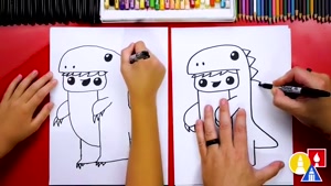 آموزش نقاشی به کودک.. کشیدن کودک در لباس تیرکس