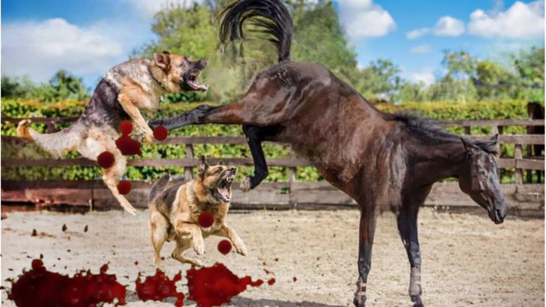 نبرد حیوانات - مرگبارترین ضربات اسب ها به سگ های بیچاره