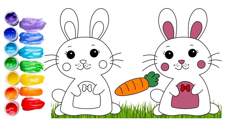 آموزش نقاشی کودک / بیایید با هویج یک خرگوش بامزه بکشیم