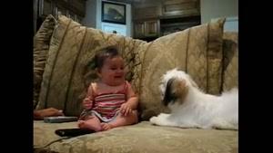 سگ میخواد بچه رو بخوره بچه میخنده